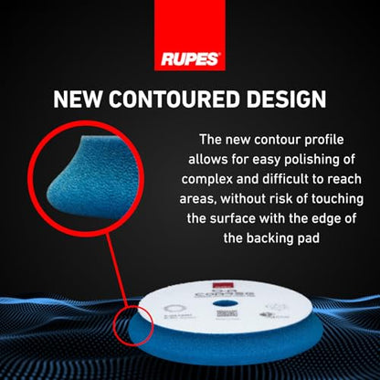 RUPES 9.DA180H Pack of 12 Blue D-A Coarse Cutting Foam Pads 180mm | Ideal for Paint Correction & Gloss Enhancement | Mild to Severe Defect Removal | Compatible with 6" Backing Plate - size: Coarse 180mm, style: Pack of 12