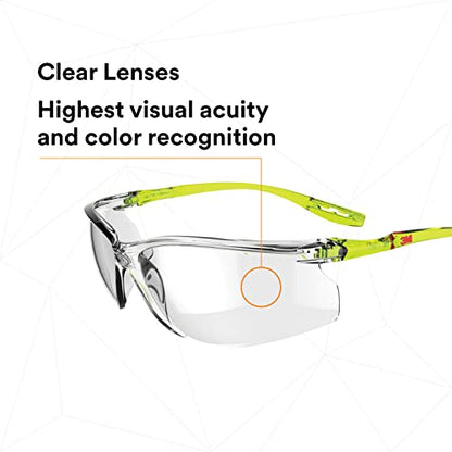 3M Safety Glasses Scotchgard Anti-Fog Coating - color: Clear Lens, Green/Black Frame, size: One size fits most
