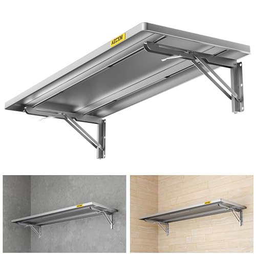 Aecxm 1.2x3ft Adjustable Rail Type Folding Storage Rack Shelf, Suitable for Garage, Storage Room, Kitchens Wall Shelf Garage Storage Rack Floating Shelves, Folding Panels (1pc-Silver Gray) - color: Silver Gray, size: 1.2x3ft