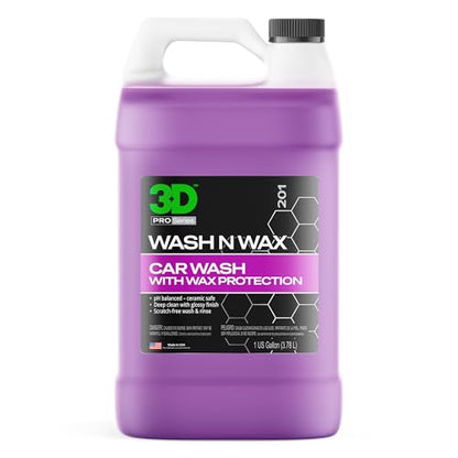 3D Wash N Wax Car Wash Soap - pH Balanced, Easy Rinse, Scratch Free Soap with Wax Protection - 1 Gallon - size: 128 Ounce (Pack of 1)
