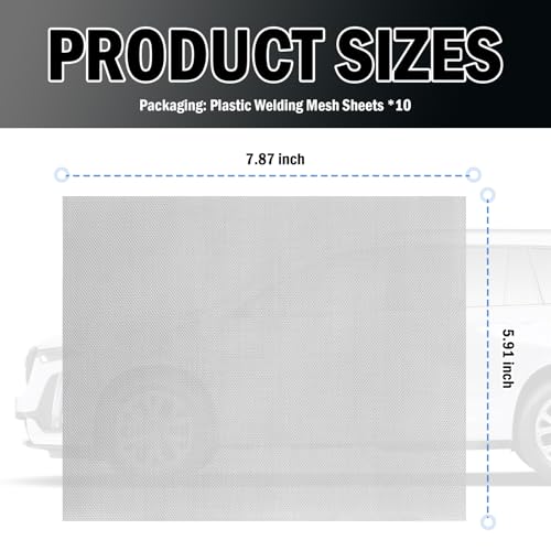 10PCS Plastic Welding Mesh for Bumper Repair,5.91×7.87 Inch Stainless Steel Wire Meshes for Reinforcement and Repair,Durable Bumper Fix Kit Mesh Sheets for Most Cars
