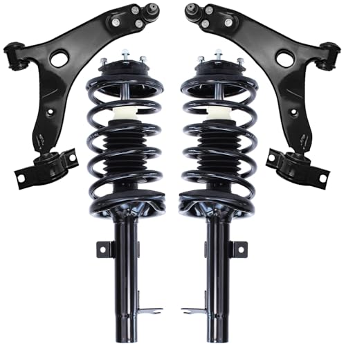 Detroit Axle - Front Struts Kit for Ford 2000-2004 Focus 2 Struts with Coil Spring 2 Lower Control Arms with Ball Joints 2001 2002 2003 Replacement Suspension Kit - size: 4CQ42852/Big Kit