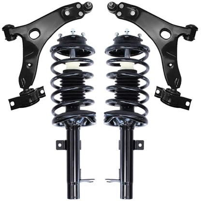 Detroit Axle - Front Struts Kit for Ford 2000-2004 Focus 2 Struts with Coil | Spring 2 Lower Control Arms with Ball Joints 2001 2002 2003 Replacement Suspension Kit - size: 4CQ42852/Big Kit