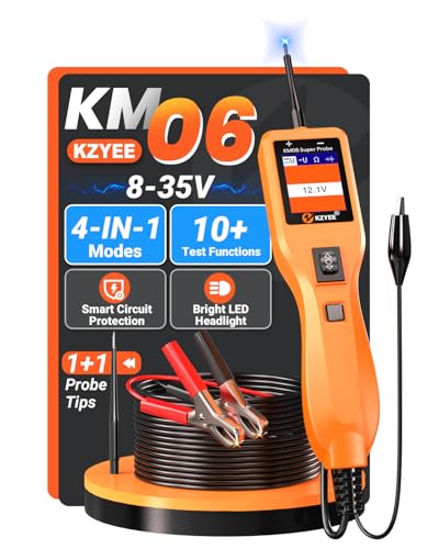 KZYEE KM06 Automotive Power Circuit Probe Tester 8-35V, All-in-One Electrical Diagnostic Tool with Component Activation, Short Circuit Finder, Wire Tracer & Trailer Light Tester for Cars, Trucks & RVs - color: Amber Orange