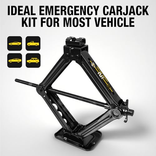 YELLOW JACKET Scissor Car Jack 2 Ton Tire Changing Kit with Lug Wrench, Emergency Kit Scissor Jack for Car - size: 2 TON