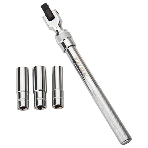 TUSK Extendable UTV Lug Wrench Kit – 11–17″ Telescoping ½″ Drive Swivel Head + Deep 14/17/19 mm Sockets, Knurled Grip, Chrome Steel Construction