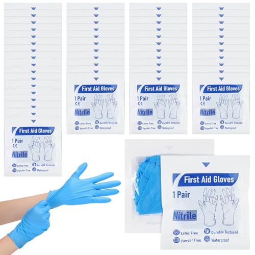 Chicingyou 30 Pairs Disposable Emergency Glove Individually Packaged Travel Gloves Travel Trauma Essential Nitrile Glove (Blue) - color: Blue