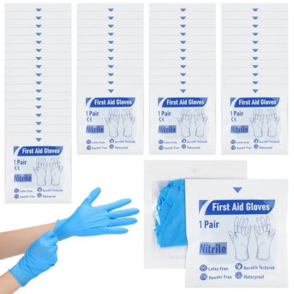 Chicingyou 30 Pairs Disposable Emergency Glove Individually Packaged Travel Gloves Travel Trauma Essential Nitrile Glove (Blue) - color: Blue