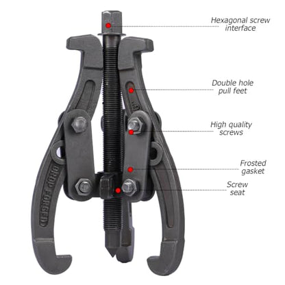 BELOMI 3 Jaw Inner Bearing Puller, Pilot Bearing Gear Puller for Auto with Reversible Jaws, Heavy Duty Gear Extractor Tool for Automotive Wheel, Pulling Kit for Motorcycle Car SUV (6 inch) - size: 6 inch
