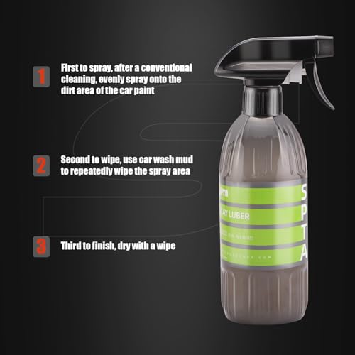 Clay Lubricant Car Detailing for Clay Bars, SPTA 16oz 500ml Clay Luber Synthetic Lubricant with Wetting Agents for Clayblock and Car Detailing Clay (Works on Cars, Trucks, SUVs, Jeeps & More -CL022