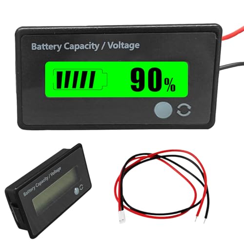 12V 24V 36V 48V Car Battery Meter, Lead-Acid Lithium-ion Battery Capacity Voltage Meter with Alarm, Battery Indicator with LCD Display, Voltmeter Tester Gauge Monitor for Golf Cart, Car (Green) - color: Green