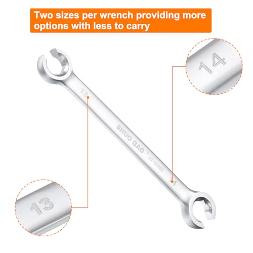 HARFINGTON Flare Nut Wrench 13mm x 14mm CR-V Nickel Plating Wrench for DIY Automotive Repairs and Household Maintenance - size: 13mm x 14mm