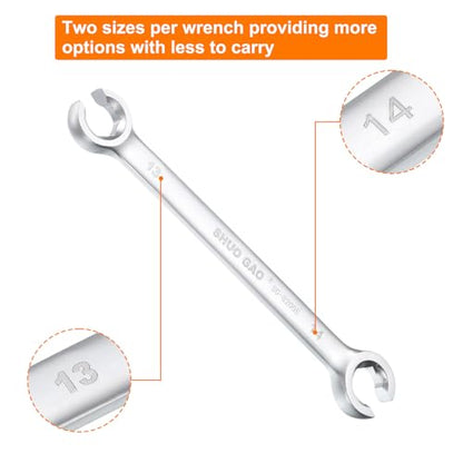 HARFINGTON Flare Nut Wrench 13mm x 14mm CR-V Nickel Plating Wrench for DIY Automotive Repairs and Household Maintenance - size: 13mm x 14mm