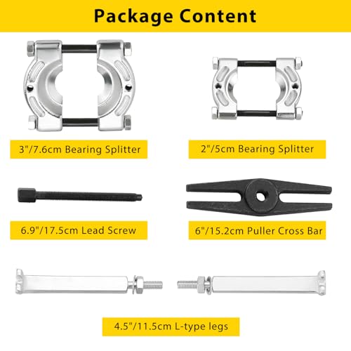14PCS Bearing Separator Puller Set | Heavy Duty 5-Ton Capacity Bearing Puller Set, Wheel Hub Axle Puller Set, 2" and 3" Bearings Splitters Puller Kit