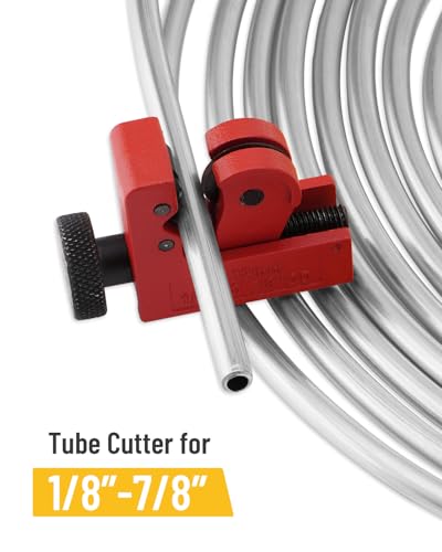 25 ft 3/16in Zinc-Plated Brake Line Flaring Tool Kit, Includes 3-in-1 Tube Bender, Double & Single Flaring Tool Set, 1 Tube Cutter, 2 Threads Unions, 20 Fittings - color: 3/16 in Zinc-Plated