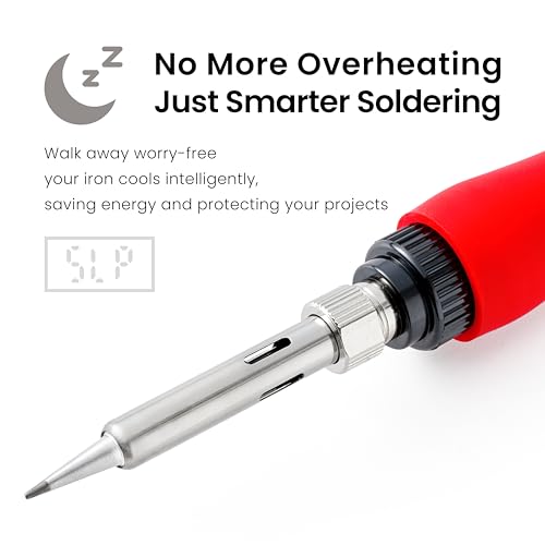 Soldering Iron Kit, 60W Digital LED Display Solder Pen, 5-in-1 Fast Heating with Solder Wire, Flux Rosin Paste, Mini Stand, Sponge for Electronics Repair Hobby DIY 120V US Plug from Plusivo - color: Digital Soldering Iron Kit 7