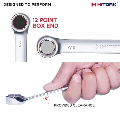 HITORK 19 Piece Metric Combination Wrench Set (6–24mm) Cr-V Steel Mirror Chrome Finish 12-Point Box End, 15° Offset, Roll-Up Pouch – Durable Open End Wrench Set for Home, Garage & Auto Repair - style: 19 Piece Set Metric