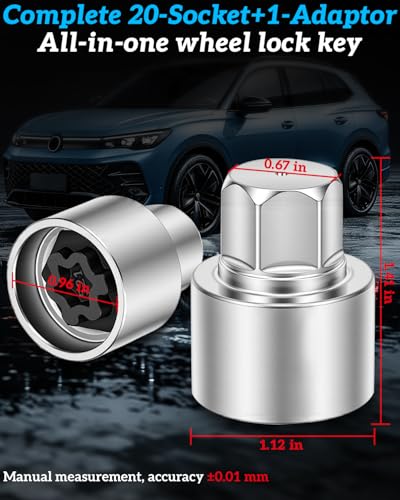 521 Wheel Lock Key for Volkswagen Lug Nut Key | Locking Lug Nut Removal Tool Compatible With Vw Vag,Anti Theft Wheel Socket For Removal Of Locking Lug Nuts - style: 521 master wheel lock key