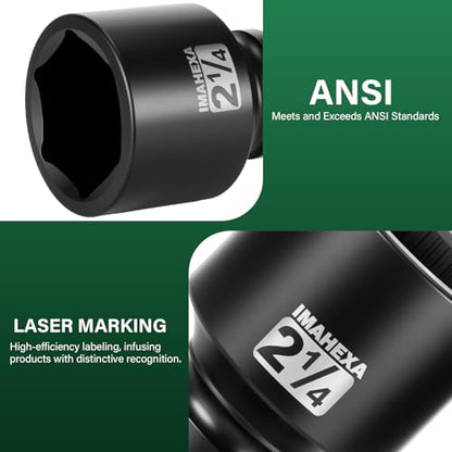 1" Drive Shallow Impact Socket,2-1/4 Inch SAE Jumbo Socket,CR-MO 6 Point for Easy Removal of Large Axle Nut（SAE) - size: 1 Inch Shallow 2-1/4", style: 1"Drive Shallow Impact Socket