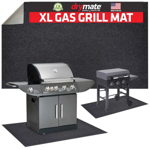Drymate Under Grill Mats for Outdoor Grill & Griddle, USA Made, 36x59 XL | Low-Profile, Absorbent Fabric, Waterproof, Deck Protector for Gas Grill, BBQ Floor Mat for Patio, Grease & Oil Trap Pad - color: Charcoal, size: 36" x 59"