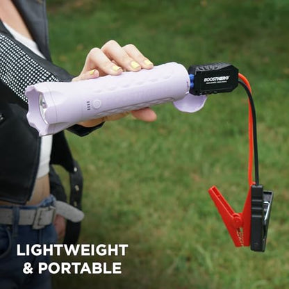 BoostHero Portable Car Battery Jump Starter, 6,000mAh Power Bank, LED Flashlight, with Smart Jumper Cables for up to 6.0L Gas/4.0L Diesel Engines (Lilac) - color: Lilac