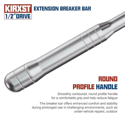 25-Inch 1/2” Drive Breaker Bar, 250° Rotatable Head, Heavy Duty Extension Breaker Bar, Ball Lock Function, Laser Marking, Mechanical Work, Automobile and Motorcycle Maintenance and Repair - size: 1/2" drive 25 in