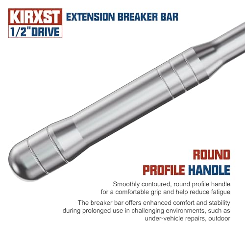 25-Inch 1/2” Drive Breaker Bar, 250° Rotatable Head, Heavy Duty Extension Breaker Bar, Ball Lock Function, Laser Marking, Mechanical Work, Automobile and Motorcycle Maintenance and Repair - size: 1/2" drive 25 in