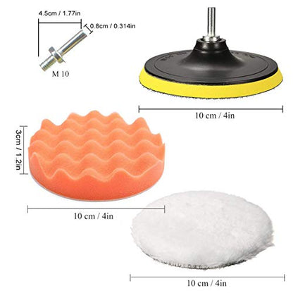 Yesallwas Car Foam Drill Polishing Pad Kit 8Pcs,4 Inch Buffing Pads Kits Drill Buffer Attachment,Thin Sanding Sponge for Drill Buffing,Car Sanding,Polishing,Waxing,Cleaning Set (4 Inch) - size: 4"/100mm 8pcs
