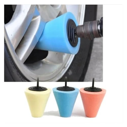 Tire Polishing Sponge Auto Wheel Used for Electric Drill Burnishing Ball Polishing Cone Set Car Hub Buffing Sponge Polishing Kit