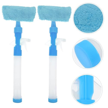 Double-Sided Window Wiper Cleaner 2pcs Blue Water-Jet Glass Cleaning Tool for Dirt Removal and Water Spots, Reusable Squeegee for Home, Shower, and Car Windows