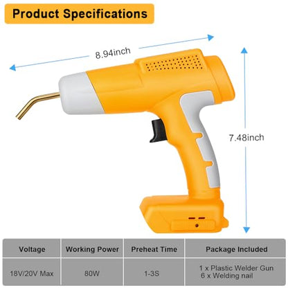 Choerinton Plastic Welder Compatible with Dewalt 20V Max Battery, with 600PCS Staples, Pure Copper Transformer, Rapid Heating, Plastic Welding Kit for Car Bumper, Dashboard & Repair(No Battery) - color: For Dewalt Battery