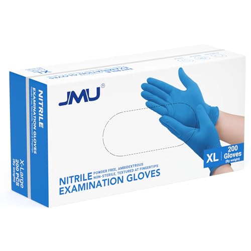 JMU 200 Medical Nitrile Gloves XL, 3.5 Mil Nitrile Gloves Disposable Latex-Free, Blue - size: XL