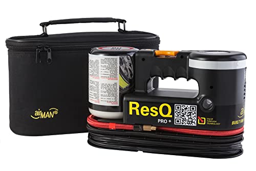 AIRMAN ResQ Pro+ Tire Repair Kit - Air Compressor Flat Tire Fix & Inflator Kit with Tire Foam Sealant, LED Light - Emergency Roadside Solution for Cars, SUVs, Minivans