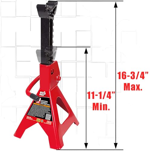 Big RED 3 Ton Heavy Duty Steel Jack Stands, Capacity Car Lifting Stand,1 Pair - size: 3 ton, style: Heavy Duty Steel