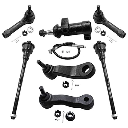 Detroit Axle - Front Tie Rods Kit for 1999-2006 Chevrolet Silverado 1500 | GMC Sierra 1500 2000-2006 Yukon Suburban Tahoe, Inner & Outer Tie Rods Pitman Arm Idler Arm w/Bracket Replacement [4-Groove]