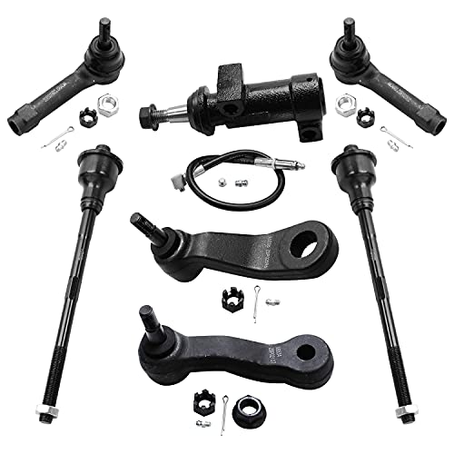 Detroit Axle - Front Tie Rods Kit for 1999-2006 Chevrolet Silverado 1500 | GMC Sierra 1500 2000-2006 Yukon Suburban Tahoe, Inner & Outer Tie Rods Pitman Arm Idler Arm w/Bracket Replacement [4-Groove]