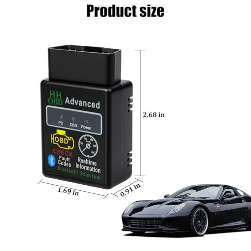 HZEL Bluetooth OBD2 Scanner for Car, OBDII Wireless Vehicle Engine Fault Code Readers Diagnostic Tool, Automotive Check Engine Light Tester Scan Tool, Universal for Most Vehicles