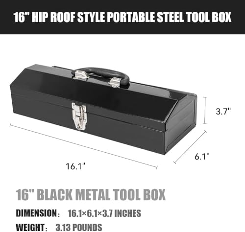 2Pack Portable Tool Box, Metal Tool Box, 4 Non-Slip Foot Pads, Ideal for Trailer, Mechanic, DIY-ers, Car Toolbox, Workshops, Garages, Repair Shops,Black - size: 2P-Black