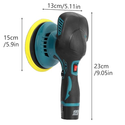 Cordless Car Buffer Polisher, 6 Variable Speed Battery Powered Cordless Powerful Motor Ergonomic Handle Car Polishing Dual Action Car Buffer Polisher with Gloves Apron Set Black&Blue