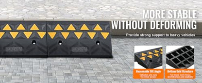 VEVOR Rubber Curb Ramp 2 Pack, 4.3" Rise Height Heavy-Duty 33069 lbs/15 T Capacity Threshold Ramps, Driveway Ramps with Stable Grid Structure for Cars, Wheelchairs, Bikes, Motorcycles - size: 4.3" H