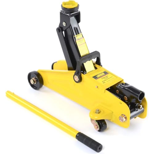 JEGS 2-Ton Hydraulic Car Floor Jack - 4,000 LBS Lift Capacity, Lift Range: 5 ?in.to 13in.- Lightweight Hydraulic Floor Jack, 360 Degrees Saddle Rotation - Heavy Duty Steel Car Jack Hydraulic