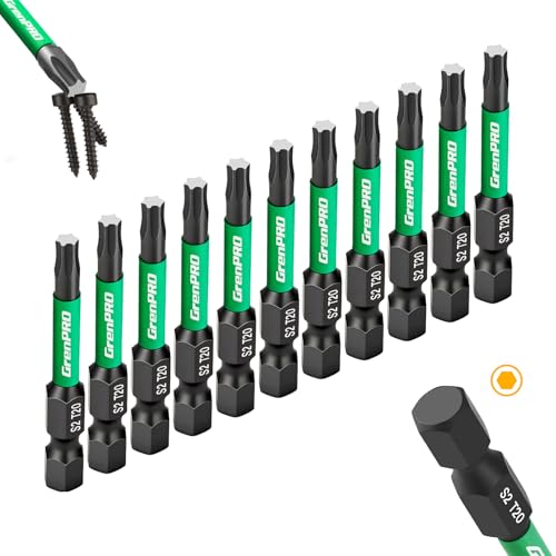 GRENPRO 2" T20 Impact Torx Bits 11-Pack, 1/4" Hex Shank S2 Steel Magnetic Star Screwdriver Bits, CNC Machined Tips Magnetic Power Bits, with Storage Box - size: T20(2"*11pcs)