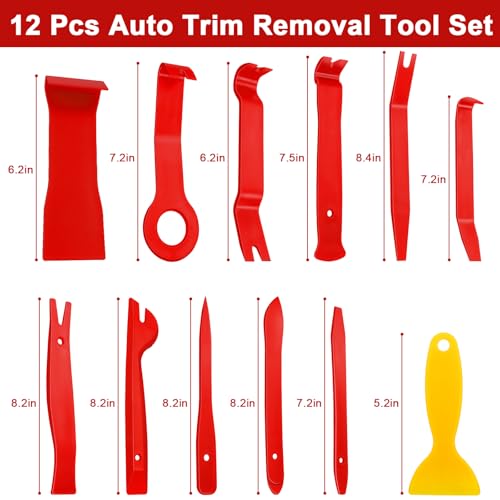 Keze 24Pcs Trim Removal Tool Set with Pick & Clip Removal Tool, Sticker Scraper, Automotive Plastic Pry Tool, Car Panel Door, Stereo, Fastener Remover Kit, for Auto Interior, Molding, Dash(Red) - color: Red-Auto Trim Removal Tool Kit