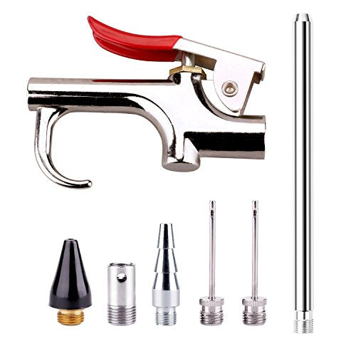 Air Blow Gun Accessory Kit with 5 Interchangeable Nozzles - 7 Pieces Air Compressor Tools Kit