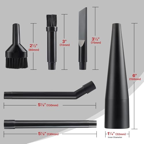 Shop-Vac Micro Cleaning Nozzle Kit, 1-1/4" Detailed-Cleaning Attachments for Compact Wet Dry Shop Vacuum, Storage Bag Included, 6 Pieces - size: 6-Piece Kit