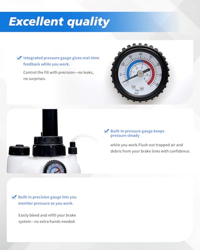 3L Transmission Fluid Pump, ATF Fluid Transfer Pump Tool with Pressure Gauge, 8 Adapters (5 Plastic + 3 Metal), Manual Transmission Fluid Extractor for Car SUV Truck