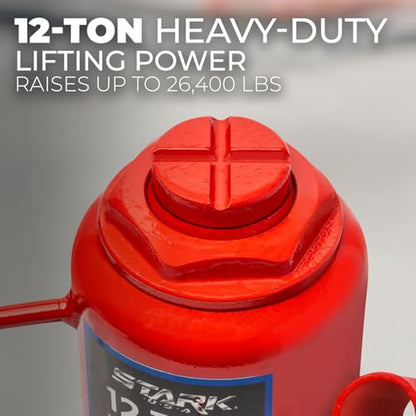 XtremepowerUS 12 Ton (24,000 Lbs) Capacity Hydraulic Lifting Bottle Jack for Auto Repair Two-Piece Handle - size: 12 Ton