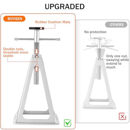BOYISEN RV Stabilizer Jacks Set of 4，Aluminum Screw Jack Stands Adjustable from 11-17 Inch, Single Stabilizer Jacks for Travel Trailer Support up to 7500 Lbs