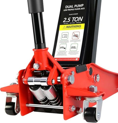 2.5 Ton Low Profile Floor Jack, Heavy Duty Floor Jack with Dual Piston Quick Lift Pump, Steel Car Jacks Adjustable Height 3.5"-19.5", Trolley Floor Jacks 2.5 Ton/5000 LBS Capacity, Red - color: Red - 2.5 Ton(Dual Pump), Lift 3.5"-19.5"