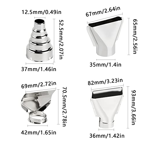 8 Pcs Heat Gun Nozzle Attachments, 35-42mm Stainless Steel Heat Gun Nozzles Kits Shrink Wrap Hot Air Gun Accessories Tools Kit (8 piece set)